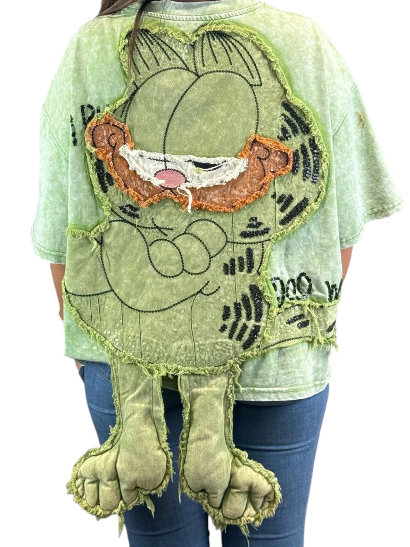 Ausgefallenes Garfield Shirt in Grün
