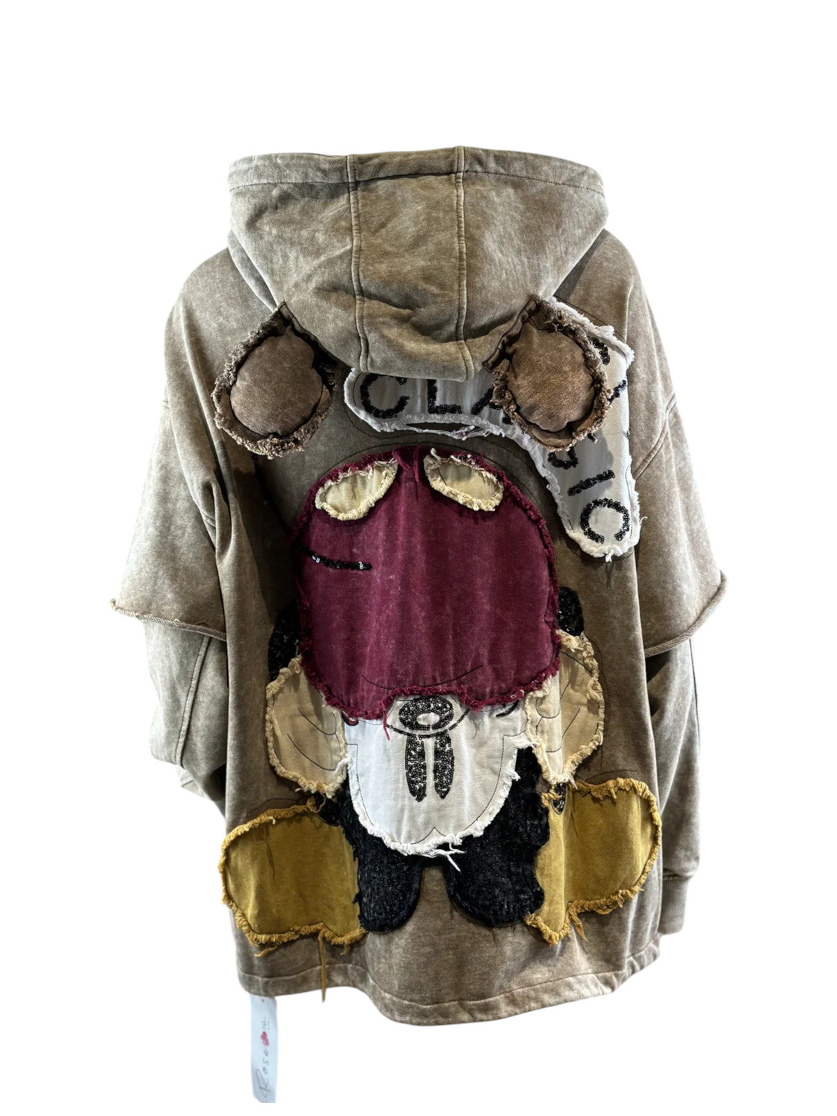 Ausgefallene Mickey Sweat Jacke in Braun