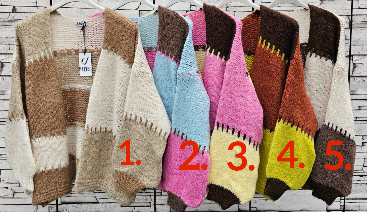 Kuschelige Strickjacke im Colourblock-Design