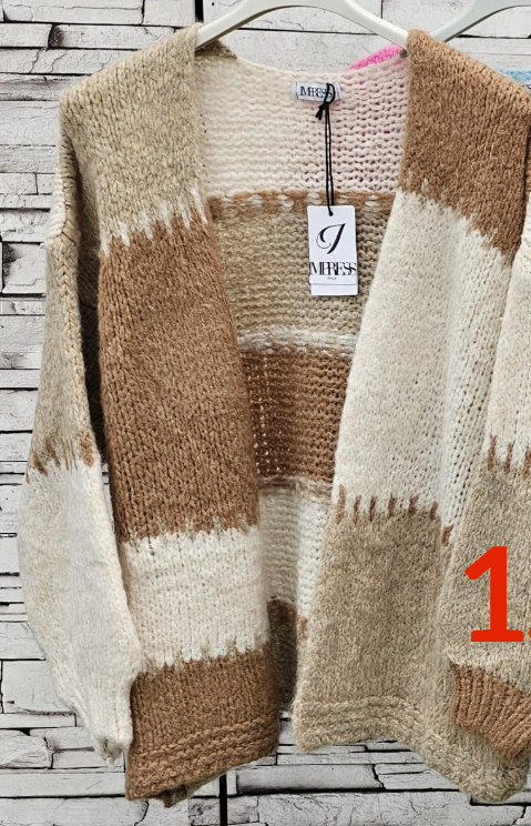 Kuschelige Strickjacke im Colourblock-Design