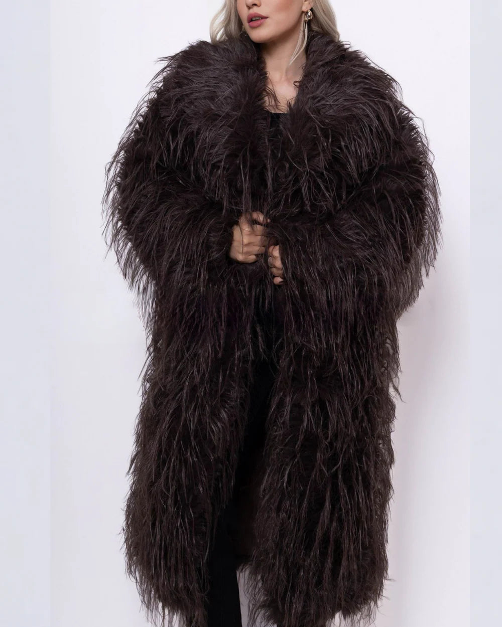 Kunst Fell Mantel in Schoko