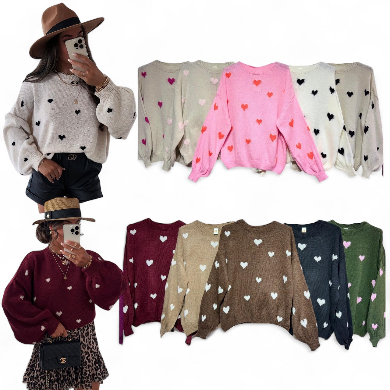 Strick Herz Pullover