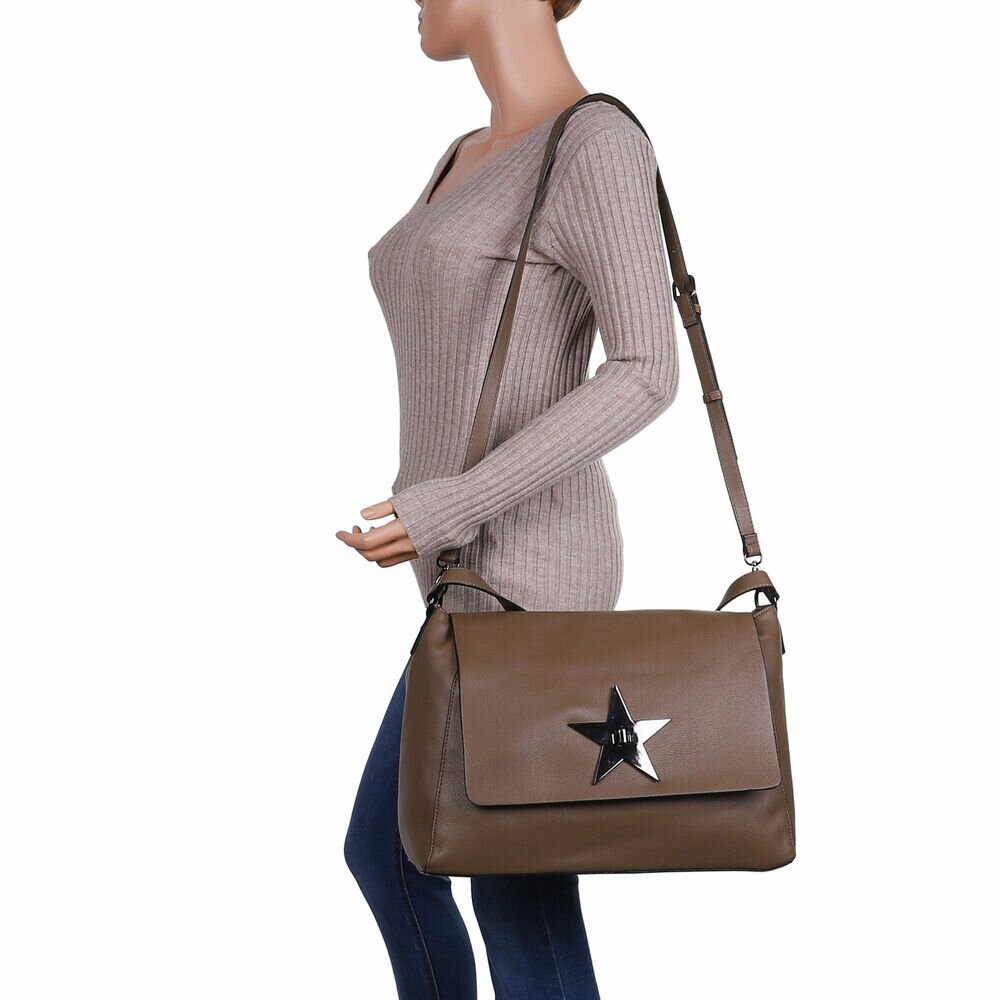 Damen Schultertasche -Stern Taupe